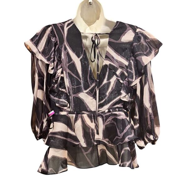 Ted Baker Womens Jasmyna Ruffle Blouse in Black NWT Size 2/ US 4-6 - Picture 4 of 7